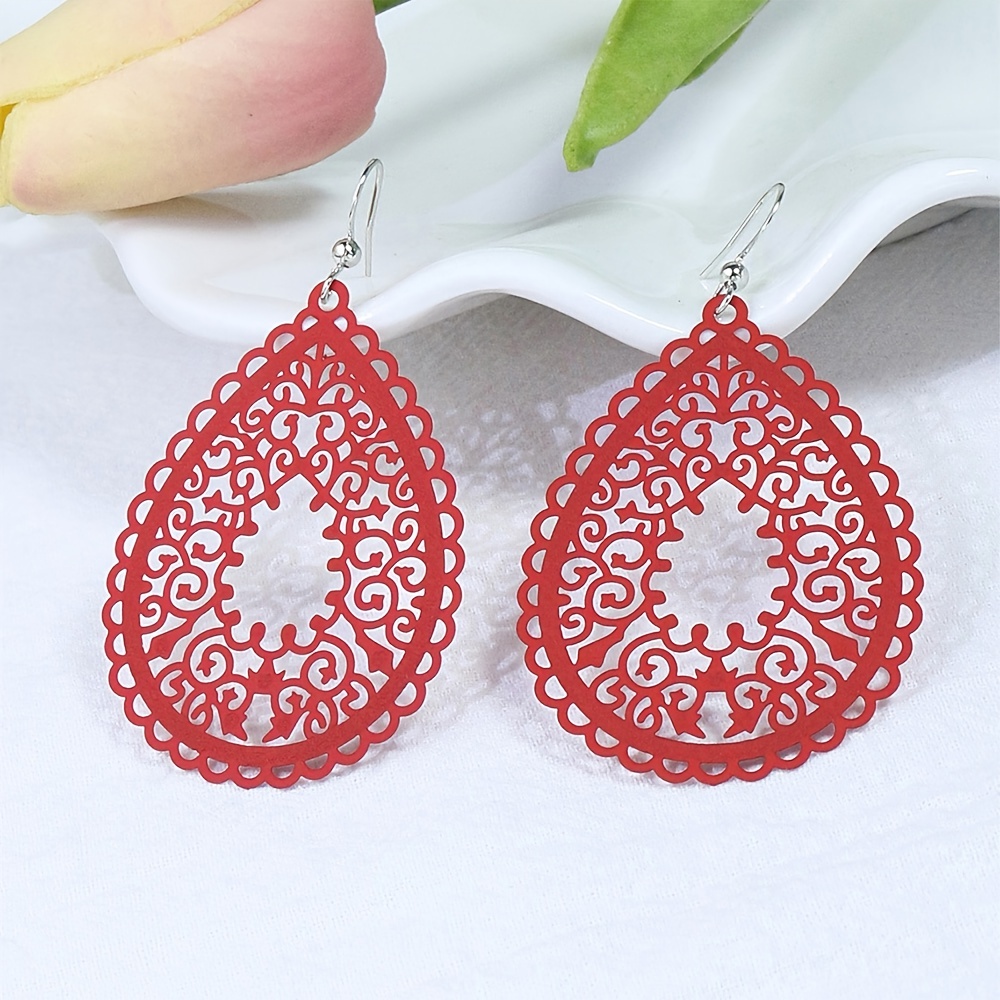 Bohemian Style Drop Earrings Thin Water Drop Shape Earring Set